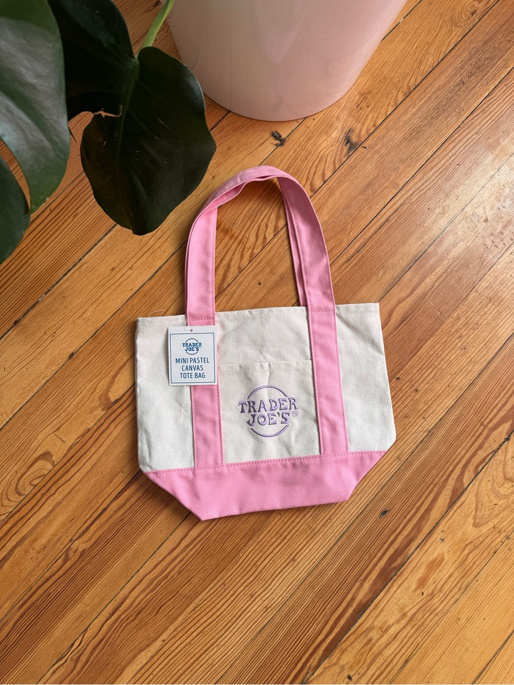 Trader Joe’s Pink Mini Pastel Canvas Tote Bag